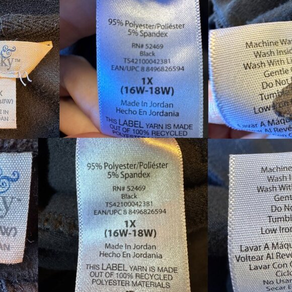 Terra & Sky Velour Pant Set Womens Size 1X Black Lounge Athleisure - Picture 11 of 11